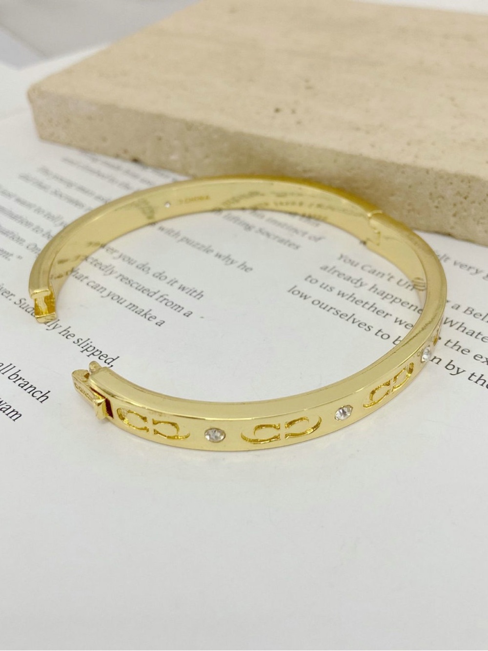 Coach Gold-Tone Logo Bangle with Crystal Accents - Picture 2 of 6